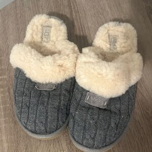 UGG Women’s Charcoal Slippers with Plush Ivory Lining